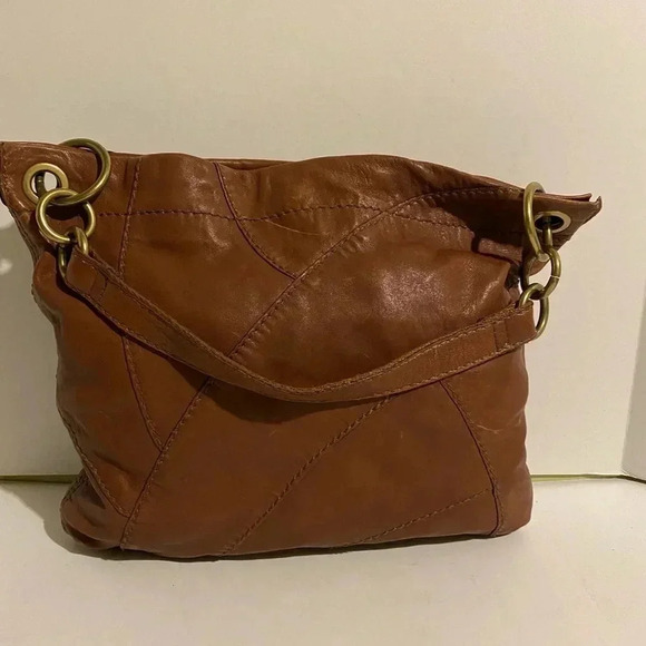 Fossil brown distressed leather hobo handbag - Picture 2 of 8